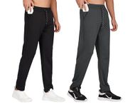 SYFKO Men's Combo Lycra Polyester Track Pants || Regular Fit Lower for Mens & Boys || Choose The Right Waist Size for The Right Fit || Black & DarkGrey (Pack of 2) - (Waist Size - XXL = 36 Inch)