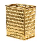 RZCNC Rectangular 2.5 Gallons Trash can, Waste Basket Garbage Can for Bathroom, Bedroom, Home Office, Dorm, College(Gold , Ceramic)
