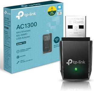 TP-Link 1300 Mbps High Gain Wireless Dual Band USB Adapter, 3dBi Dual Omni Directional Antenna, Supports Windows 11/8.1/8/7/XP, Mac OS, Linux (Archer T3U) (UK Version)