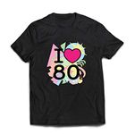 lepni.me Mens T-Shirt I Love 80s Old School Band Concert Clothing Music Merch (L Black Multi Color)