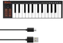 Mini MIDI Keyboard, 25 Key MIDI Controller for Beginner with Velocity-Sensitive Mini Keys, Professional Beat Maker and Keytar for Keyboard Music Production