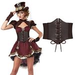 JASGOOD Womens Corset Belt Lace-up Cinch Belt Tied Corset Elastic Waist Belt Waspie Belt for Dress Cosplay 5.9'' Width