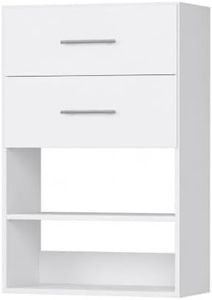 VIZTA Wall-Mounted Wood Closet System Tower with 2 Drawers, 19.5", White