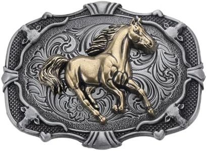 GORGECRAFT 84×64mm Boucles de Ceinture pour Cheval pour Homme,Cowboy Occidental Boucles de Ceinture pour Course Doré Antique,Cowboy Occidental Américain,Éléments Indiens Noël,Halloween