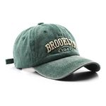 Brooklyn Cap Washed Vintage Baseball Cap Sun Hat for Men and Women, Green, Medium-Large