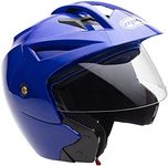 MMG (Model 20) Motorcycle Open Face Helmet DOT Street Legal - Flip Up Clear Visor (M, Shiny Blue)