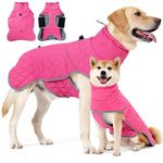 HEYWEAN Warm Dog Coat Waterproof Winter Jacket Reflective Fleece Lined Dog Jacket with D-Ring Warm Coats & Jackets for Dogs with Underbelly Adjustable for Small Medium Large Dogs Clothes Hiking Coat