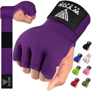 WYOX Gel Boxing Hand Wraps Inner Gloves for Men and Women, Quick 80cm Long Wrist Straps, Elasticated Padded Boxing Wraps for Muay Thai, MMA, Kickboxing, Martial Arts Training Bandages (Purple, S/M)