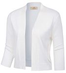 GRACE KARIN Elegant Cropped Cardigan Women's Knit Shrug Bolero Festival Party Daily Open Front Lightweight Sweater White XXL