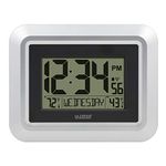 La Crosse Technology 513-1918S-INT Atomic Digital Wall Clock with Outdoor Temperature, Silver