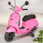 JN CREATIONS 12V Vespa Rechargeable Battery Operated Ride-On Scooter for Kids with Remote Control (2 to 7 Yrs) (Pink)