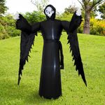 Sunnydaze 7 ft Grisly Grim Reaper Inflatable Halloween Decoration - Indoor or Outdoor Use - 3 White LED Lights