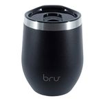 bru Reusable Coffee Cup | Travel Mug | 12oz/340ml | Vacuum Insulated | Stainless Steel | Eco-Friendly Thermal Cup (Black Magic)