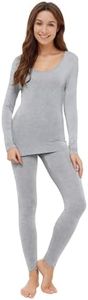 WiWi Ultra Soft Bamboo Underwear for Women Thermal Long Johns Sets Lightweight Base Layer Top Pants Pajamas Set S-3X, Heather Grey, Medium