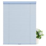 Sulugood Cordless Aluminum Mini Blinds for Windows 1" Room Darkening Metal Horizontal Window Blinds Venetian Light Adjust Window Shades for Home Office Door Blue,29.39" W x 60.28" H
