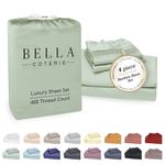 Bella Coterie Luxury Bamboo Viscose 34” Split Top King Size Sheet Set | 1 Fitted Sheet for Sleep Number & Adjustable Beds | 100% Organically Grown | Cooling & Soft | 18” Deep Pocket [Sea Glass]