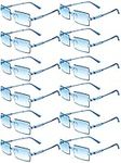 12 Pairs Rectangle Sunglasses Rimless Sunglasses Party Square Vintage Sunglasses Square Shade Eyewear for Men Women (Blue)