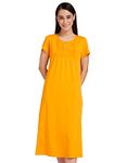 Amazon Brand - Symbol Women's Cotton Knee Length Casual Regular Nightdress(EI/SW/EIDR02_Mustard_4XL)