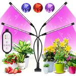 wolezek Grow Lights for Indoor Plants, 80 LEDs 4 Heads Full Spectrum Red & Blue Plant Light with Clip, Grow Lamp with 10 Dimming Level, 4/8/12H Auto Timer, 3 Switch Modes for Seedlings and Succulents