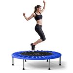 CLORIS 40''/48'' Foldable Fitness Trampoline - Max Load 400lbs / 450lbs, Rebounder with Adjustable Foam Handle Indoor/Outdoor Fitness Body Exercise (36'' Blue)