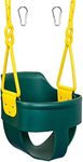 Premium High Back Full Bucket Toddler Swing Seat with Finger Grip, Plastic Coated Chains for Safety and Carabiners for Easy Install - Green - Squirrel Products