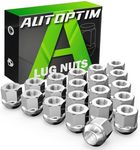 AUTOPTIM 1/2"-20 Open End Lug Nuts - Replacement for Dodge Dakota Ram Charger Ford Mustangs Rangers Explorer Jeep Wrangler Aftermarket Wheel, Chrome 20PCS 3/4" Hex 0.84" Long by 0.9" Wide Lug Nuts