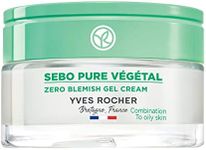 Yves Rocher Sebo Végétal Zero Blemish Face Gel Cream for Oily and Combination Skin, For oily and acne prone skin, Tightens pores and prevent blemishes, Mattifying cream, Improves skin texture 50ml jar (Sebo Pure Végétal Gel Cream)