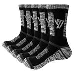 YUEVO SPORTS Men's Athletic Socks Breathable Wicking Cotton Cushioned Crew Work Socks Walking Socks Men size 11-13 Multipack (5 Pairs)