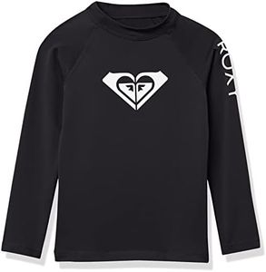 Roxy Girls' Whole Hearted Long Sleeve Rashguard Surf Shirt, Anthracite 22, 14 Years