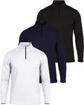 Real Essentials 3 Pack: Men's Mesh Long Sleeve Athletic Quarter Zip Pullover Outdoor UPF 50+ 5X Tall Set 9 3X Tall
