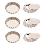 CHEFMADE Mini Tart Pans for Baking with Removable Bottom 4 Inch, Quiche Pans Mini Pie Mold Non-Stick Boat Tart Molds with Fluted Edges Set of 6