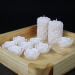 Shraddha Creation Wax Scented Candles For Home Decor, Coconut Vanilla Fragrance, Pillar And Floating Candles Combo, White Colour, Pack Of 10, 4 X 7 Cm