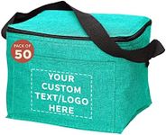 DISCOUNT PROMOS Custom Insulated Cooler Lunch Bag Set of 50, Personalized Bulk Pack - Perfect for Work, Travel, Outdoor Events - Mint