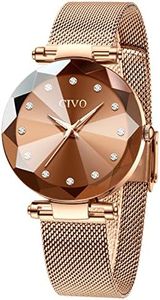 CIVO Womens Watch, Waterproof Ladies Watch, Analog Quartz Wrist Watches for Women Rose Gold Stainless Steel Mesh Strap Elegant Dress Designer Womens Watches Diamond Timescale Dial