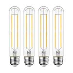 LVWIT T10 LED Bulb, 800 Lumens Dimmable, E26 Vintage Tubular LED Filament Bulbs, 7.7W (60W Equivalent), 2700K Warm White, 4 Pack