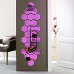 Bikri Kendra - Art BK188, Hexagon 24 Purple - 3D Acrylic Mirror Stickers for Wall, Glass, Hexagonal