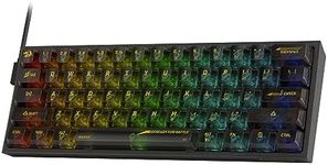 Redragon K617 SE 60% Wired RGB Gaming Keyboard, 61 Keys Compact Full-Transparent Mechanical Keyboard w/Translucent Board, Custom Linear Switch, Pro Driver/Software Supported, Black Transparent