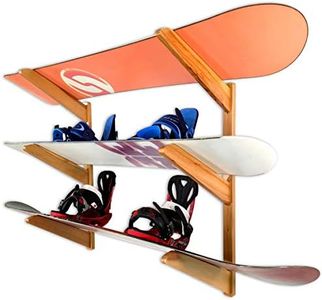 StoreYourBoard Timber Snowboard Wall Rack, Indoor Storage, Solid Natural Wood (3 Boards)