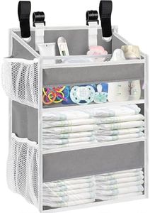 Hanging Diaper Organizer for Changing Table, Cribs, Car, Playard or Wall & Nursery Organization - Durable 2-Tier Diaper Caddy with Mesh Pockets and Viewable Design, Won't Deform, Crib Accessories