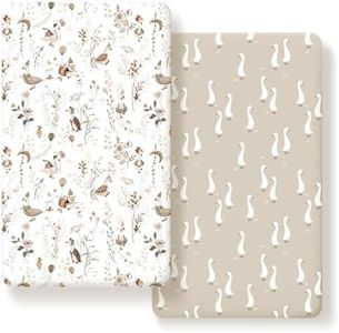 Ultra Soft Jersey Knit Fitted Crib Sheets Set 2 Pack, Stretchy Crib Mattress Sheets with Deep Pocket, Universal Fit All Standard Crib Pads Safe and Snug, Crib Fitted Sheet for Baby, Happy Duck