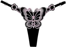 money7 Women's Sexy Panties, Lace Thongs Gee-String,Japanese Butterflies Panties Lingerie for Sex,Low Waist Thongs Underwear Black