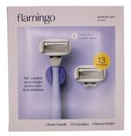 Flamingo Razor Women Shave Set with 1 Razor Handle, 13 Cartridges, 1Shower Holder