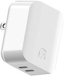 Scosche HPDCC65WT Dual-Port USB-C Wall Charger Block, 65W Type C Fast Charging Power Adapter, GaN Wall Charger Plug Compatible with Apple iPhone 16/15/14/13/12 Series, iPad, Laptop,& Android Phone