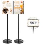 HANPIU 2 Pack Sign Holder 8.5 x 11 Inch Poster Sign Stand - Rotating Sign Display Stand for Business Store Supermarket Advertising Signs Holder Floor Stand Adjustable Sign Holders Stand Vertical and Horizontal View