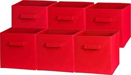 SimpleHouseware Foldable Storage Bins Cubes Organizer, 6 Pack, Red