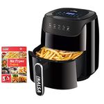 INALSA Air Fryer Digital 4.2L Gourmia Digital-1400W with Smart AirCrisp Technology|8-Preset Menu,Touch Control & Digital Display|Variable Temperature&Timer Control|Free Recipe book|2 Yr Warranty|Black