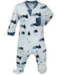 ZIPPYJAMZ Organic Baby Footed PJ's w/Inseam Zipper for Quicker and Easier Diaper Changes (3-6 Months, Little Adventurer)