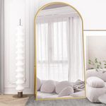 Beauty4U Full Length Mirror Arched Top, 200x100cm Large Free Standing Mirrors, Floor Mirror with Gold Aluminum Alloy Frame for Living Room or Bedroom, Hanging or Leaning