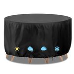 RICHIE Round Garden Furniture Covers Waterproof, Round Garden Table Cover 102x71cm Heavy Duty 420D Oxford Small Round Table Covers with Drawstring Cord, Windproof, Anti-UV Patio Furniture Covers Black