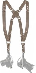 C Coiro Camera Harness for 2 Cameras – Dual Shoulder Leather Camera Strap – Double Camera Harness for DSLR/SLR, Camera Straps for Photographers of All Levels, Standard Straps/Color Grey